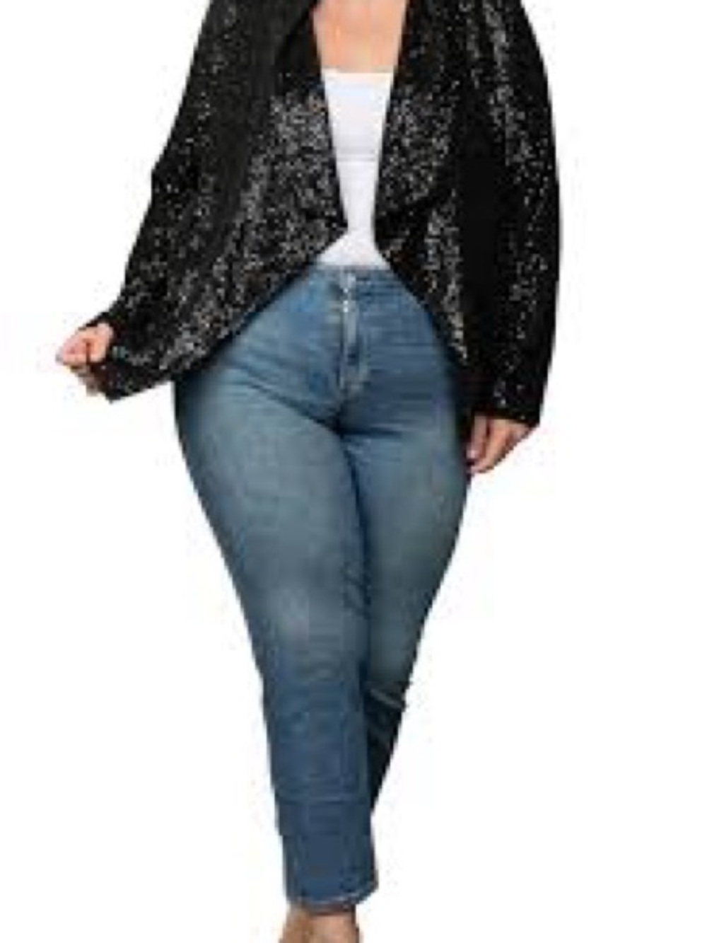 torrid Black Sequin Draped Open-Front Blazer